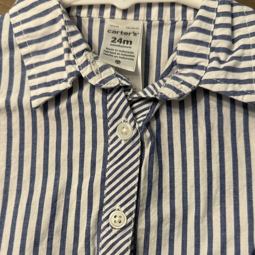 Carter's Blue and White Striped Kids Dress - Picture 2 of 2